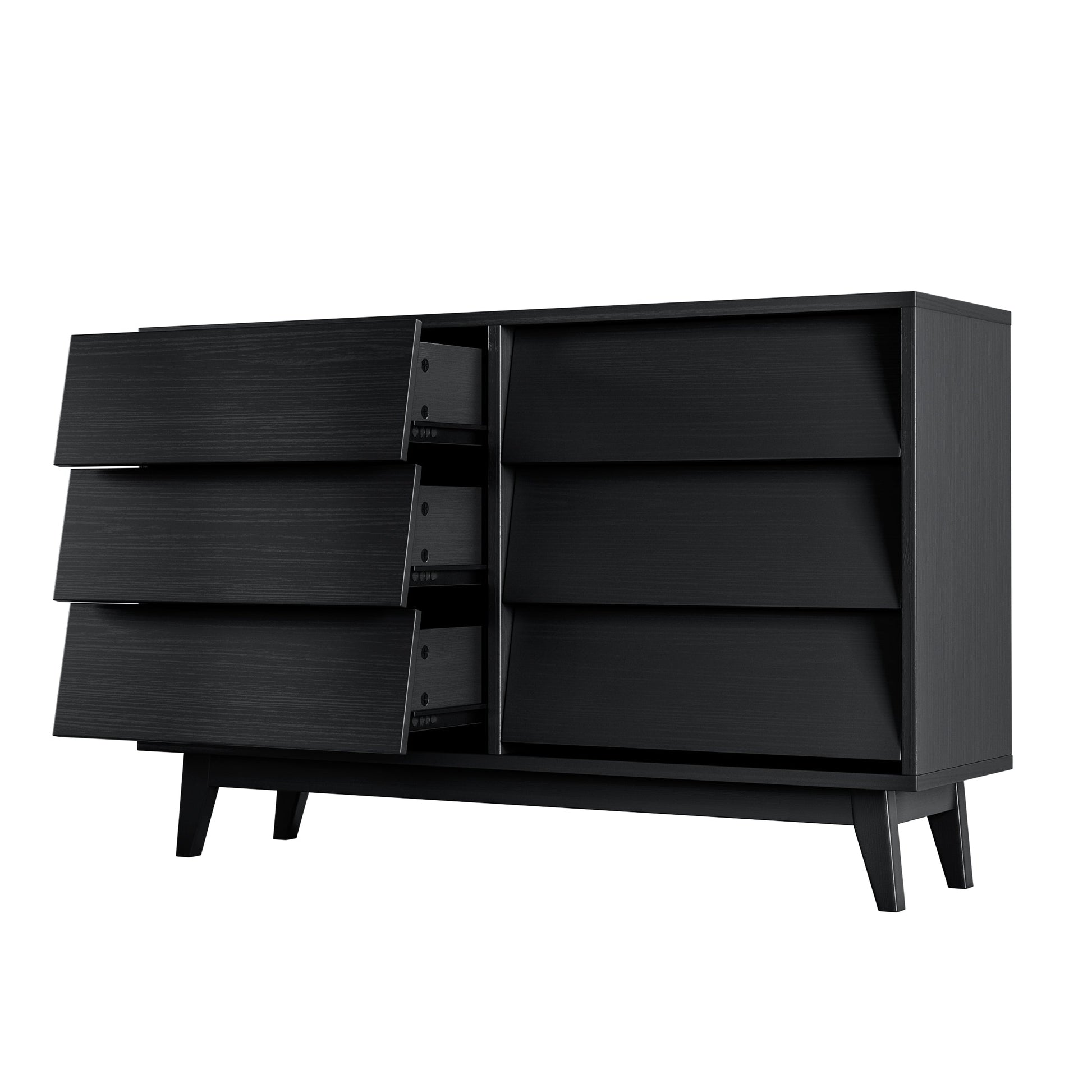 6 Drawer Double Dresser Features Vintage-style and Bevel Design - Korvel