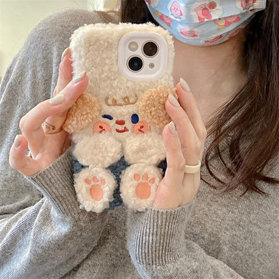 Winter Cute Plush Dog iPhone 14 Promax for 11/12 Apple 13 Phone Case XR Female XS Soft Cover - Korvel
