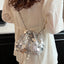 Drawstring Sequin Crossbody Bag - Korvel