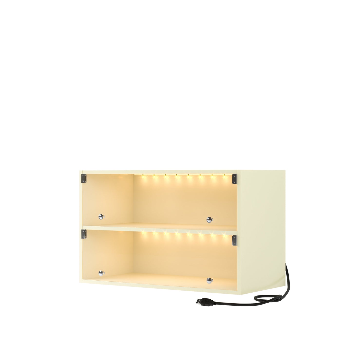Off white Glass Door Shoe Box Shoe Storage Cabinet For Sneakers With RGB Led Light - Korvel