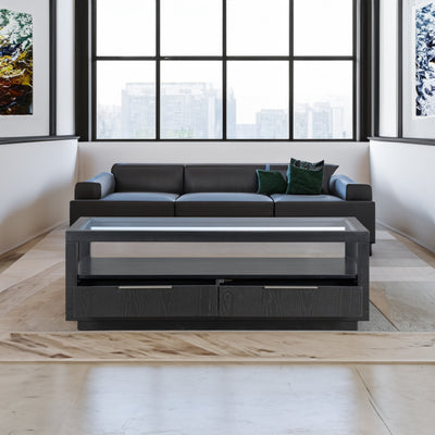 U-Can Modern Wooden Coffee Table with 2 Drawers