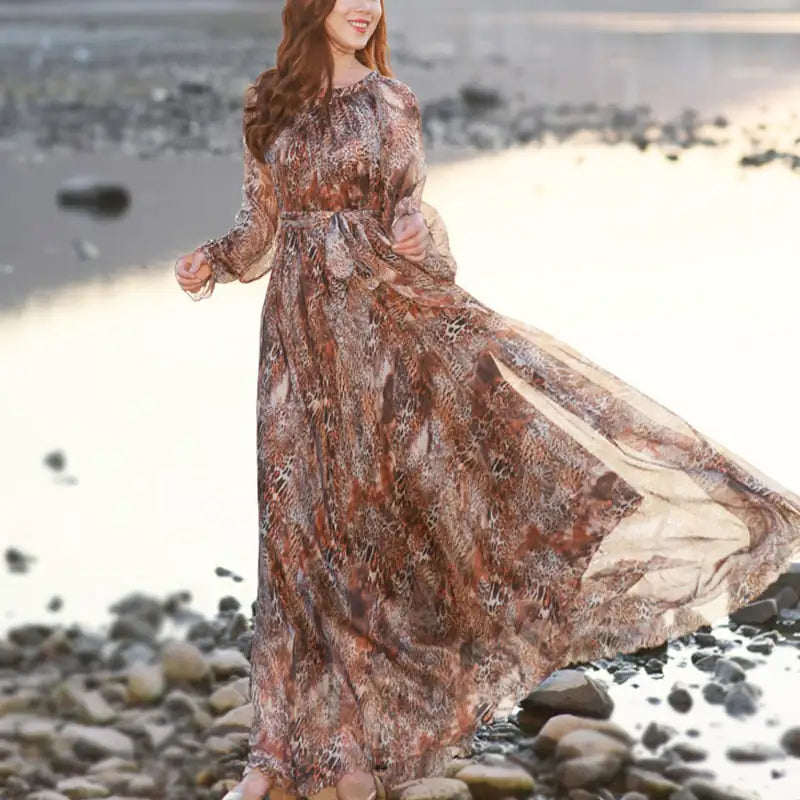 Elegant Floral Printed Maxi Dress