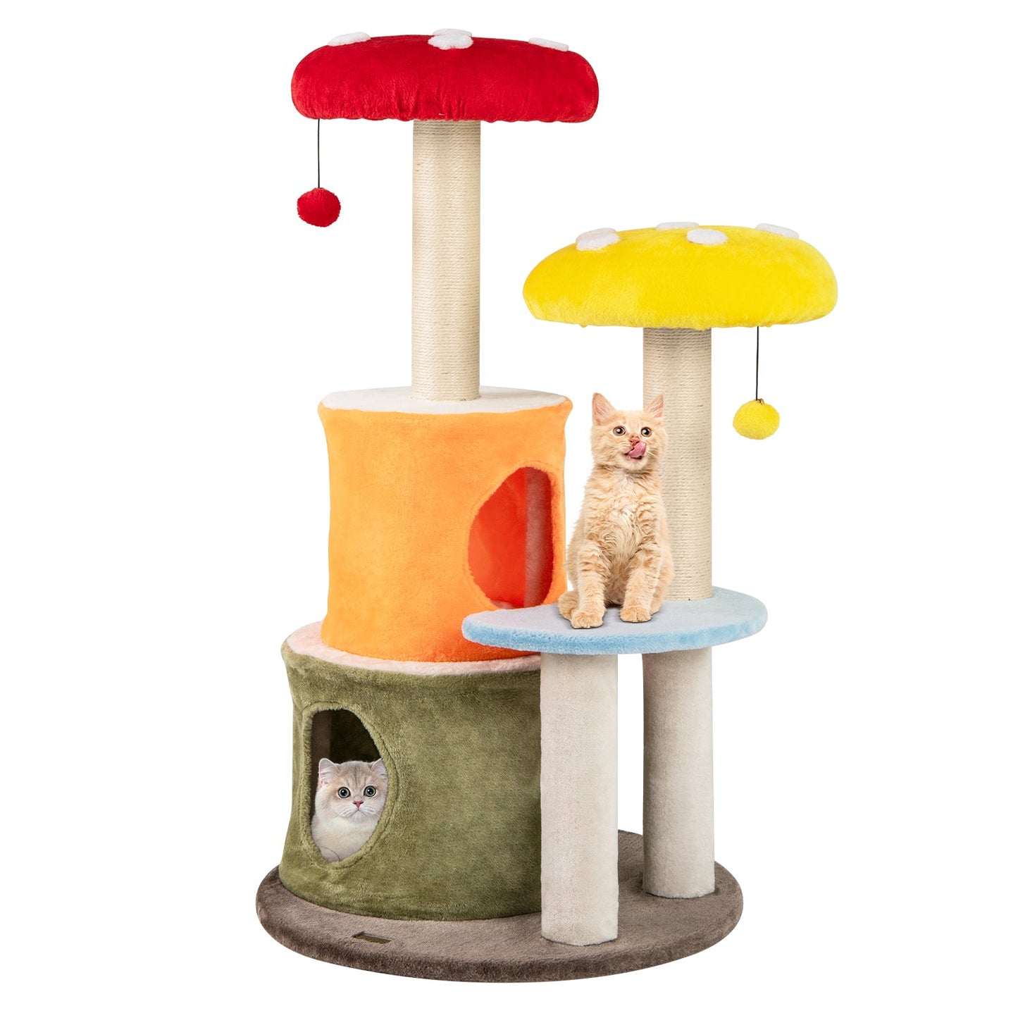 43-Inch Multicolor Cat Tree with 2 Condos and Padded Platforms