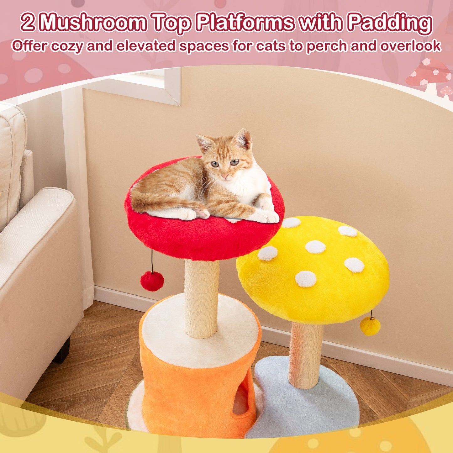 43-Inch Multicolor Cat Tree with 2 Condos and Padded Platforms