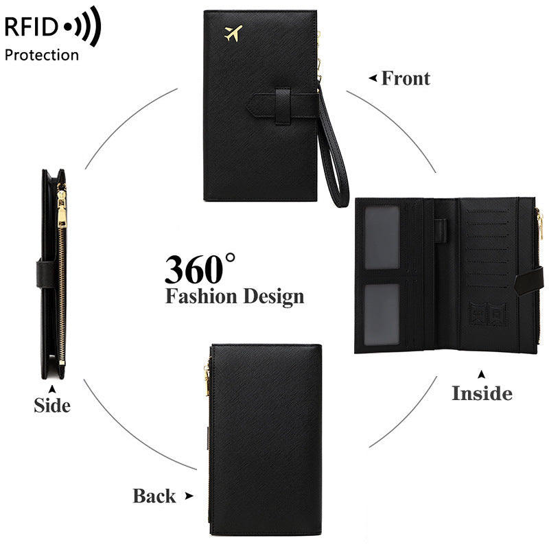 Porte-passeport portefeuille anti-magnétique RFID premium