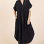 Robe Midi Boutonnée à Col V en Lavage Minéral