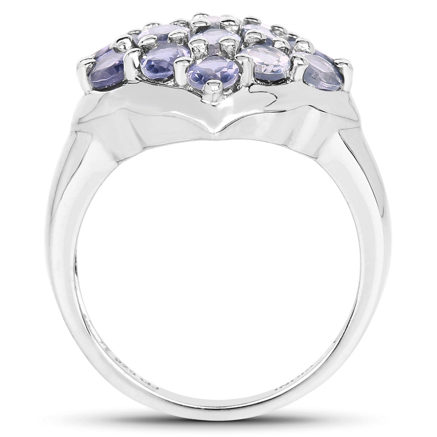 Anillo de Compromiso de Iolita Genuina de 2.38 Quilates en Plata Esterlina .925