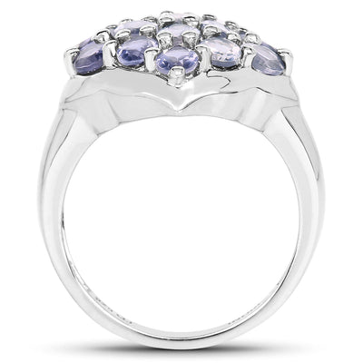 Bague de fiançailles en argent sterling .925 avec iolite véritable de 2,38 carats