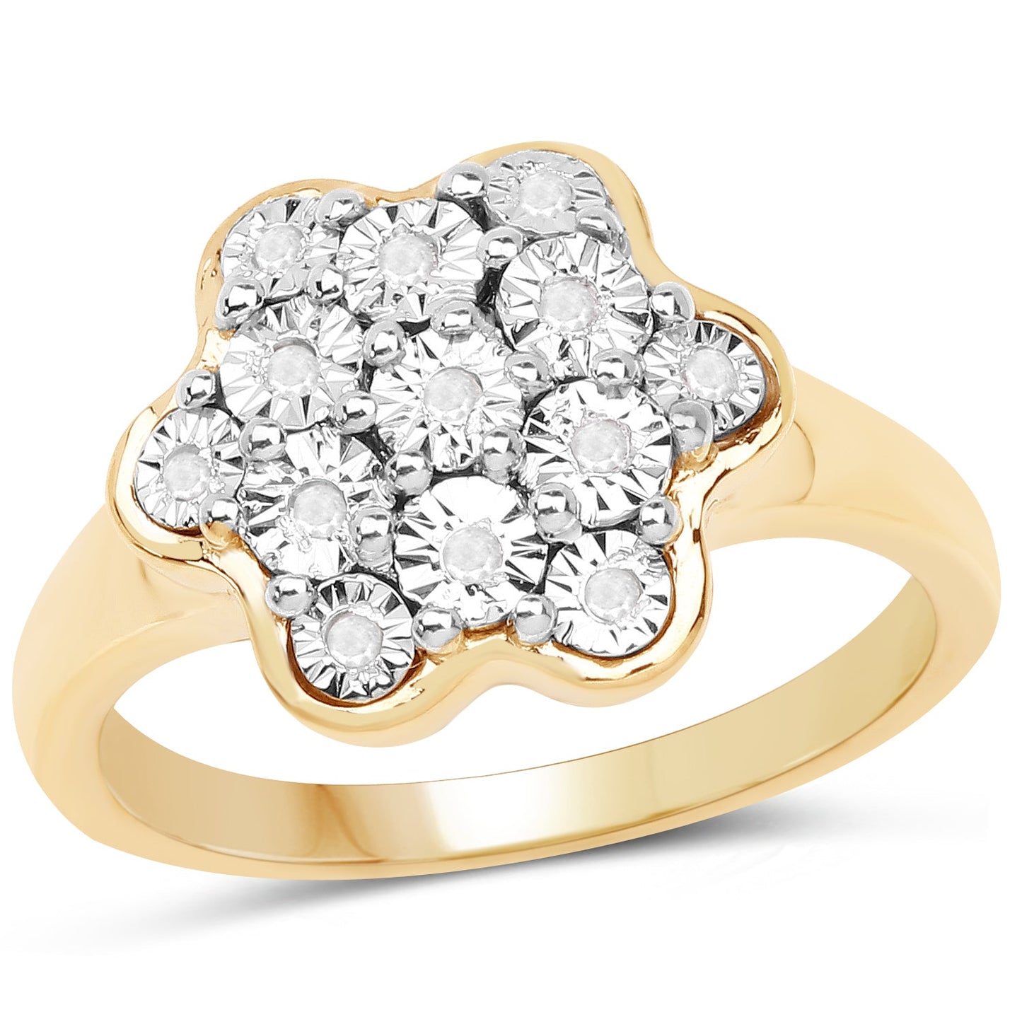 Bague cocktail en diamant plaquée or jaune 14K