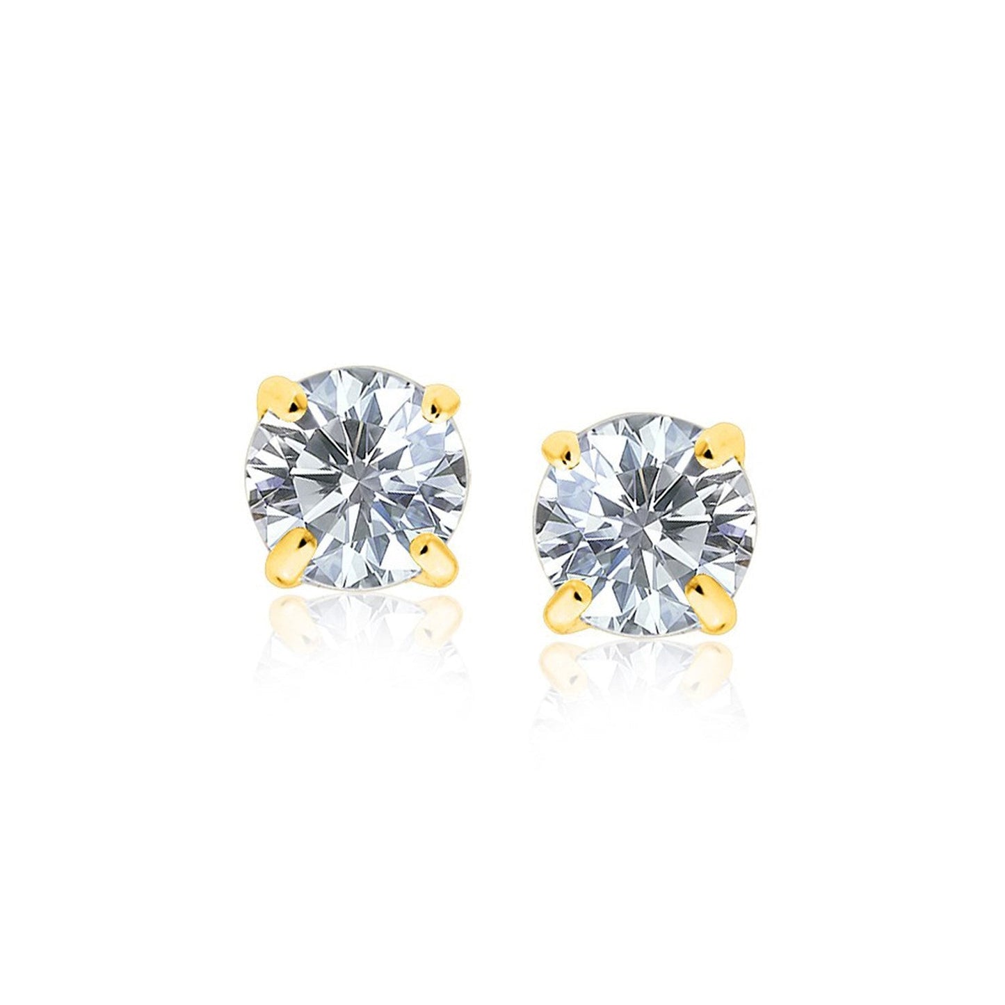 Boucles d'oreilles en or jaune 14k avec zircon cubique facetté