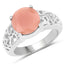 Bague en argent sterling avec pierre de lune pêche de 3,30 carats