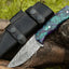 Premium Custom Damascus Steel Hunting Knife with Epoxy Resin Handle & Leather Sheath - 8.5 Inches - Korvel