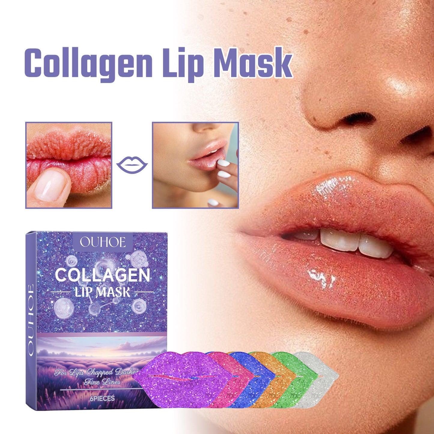 Ouhoe Collagen Lip Mask Repair Lip Lines, Remove Dead Skin, Prevent Dry And Crack, Moisturize And Care Lip Mask - Korvel