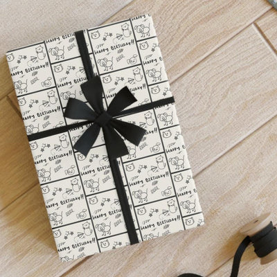 Sketched Puppies & Kitties Birthday Gift Wrap Roll