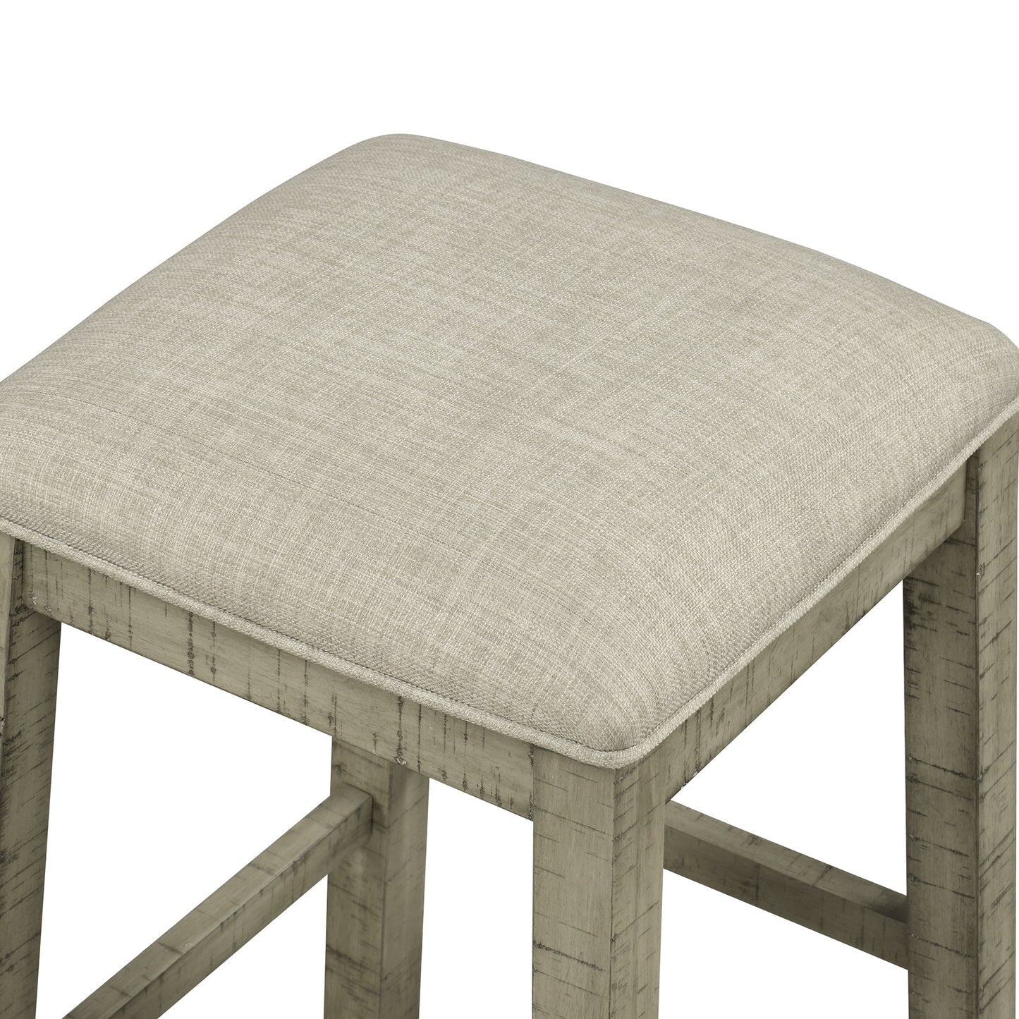 TOPMAX 4 Pieces Counter Height Table with Fabric Padded Stools,Rustic Bar Dining Set with Socket,Gray Green - Korvel