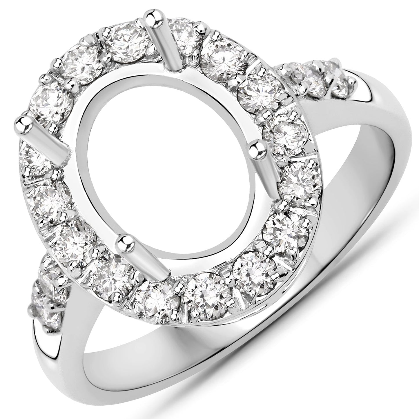 0.60 Carat Genuine White Diamond 14K White Gold Semi Mount Engagement Ring