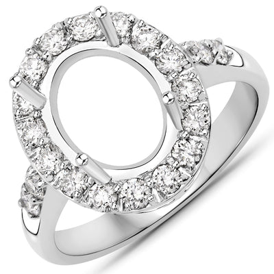 0.60 Carat Genuine White Diamond 14K White Gold Semi Mount Engagement Ring