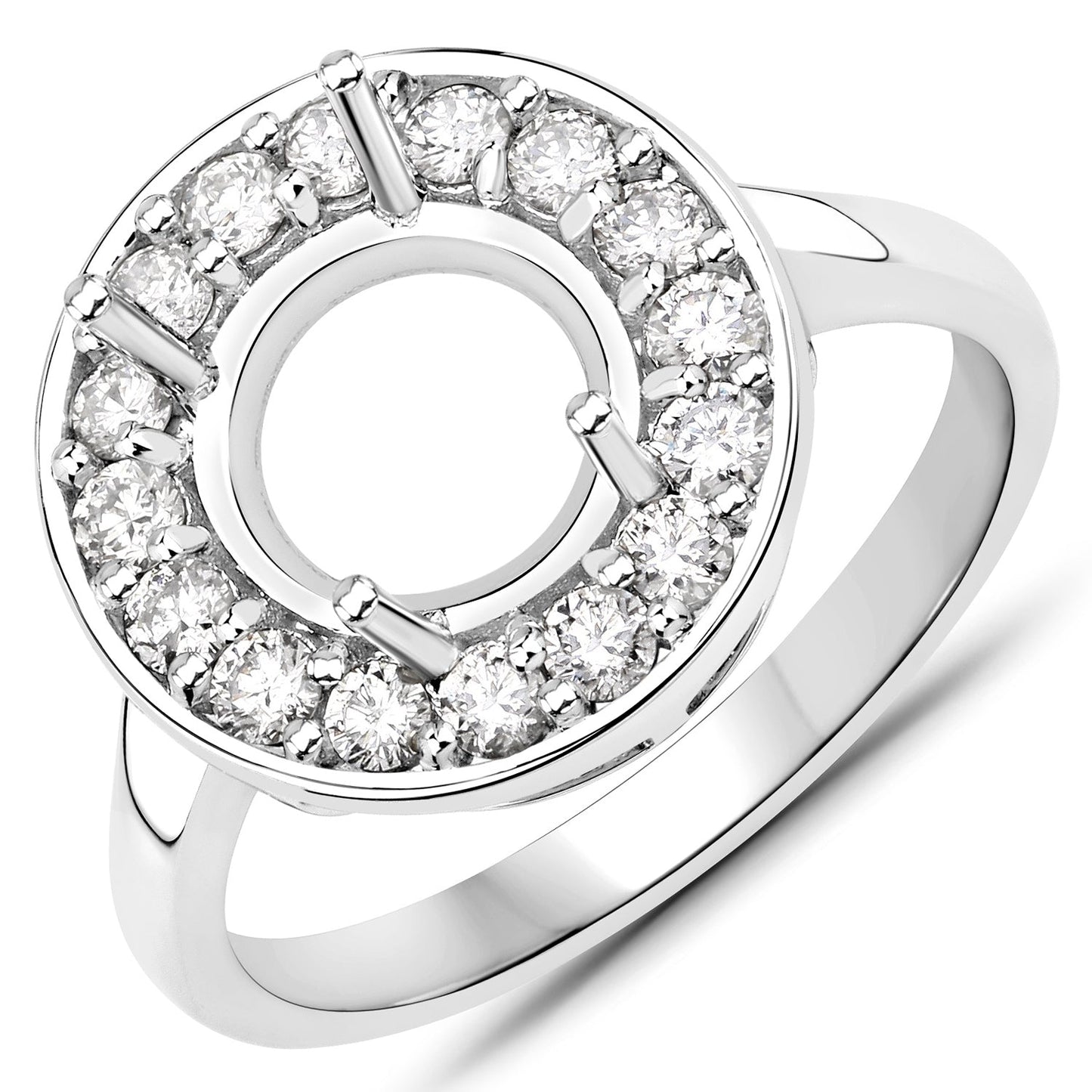 0.48 Carat White Diamond 14K White Gold Semi Mount Engagement Ring