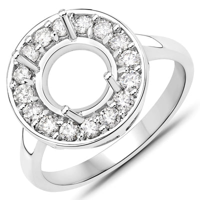 0.48 Carat White Diamond 14K White Gold Semi Mount Engagement Ring