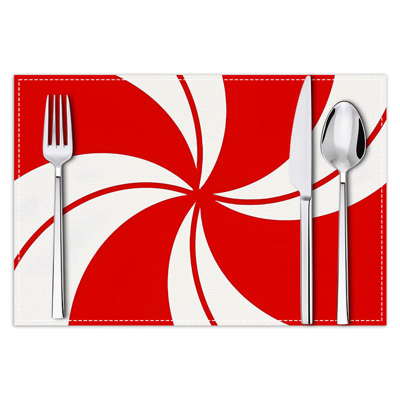 Christmas placemat red candy striped printed table mat holiday table decoration insulated mat coaster - Korvel