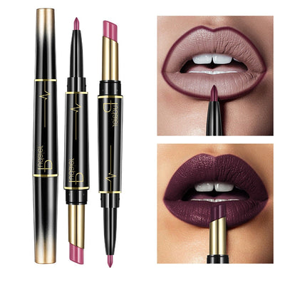 Matte Lipstick Wateproof Double Ended Long Lasting Lipsticks Brand Lip Makeup Cosmetics Nude Dark Red Lips Liner Pencil - Korvel