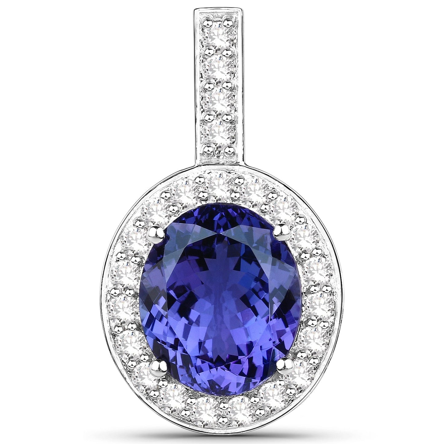 Pendentif en or blanc 18K avec tanzanite et diamants de 10,15 carats
