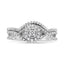 Anillo de Conjunto de Boda con Halo de Diamantes de Plata Esterlina .925 - Talla 7