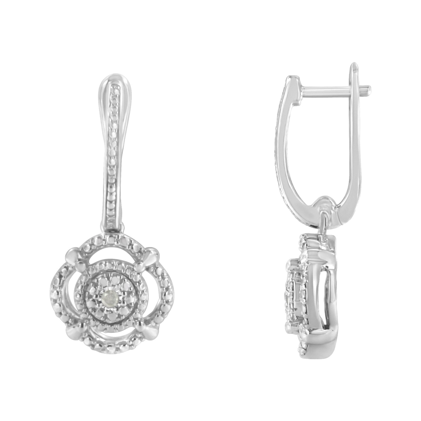 .925 Sterling Silver Diamond Accent Drop Earrings