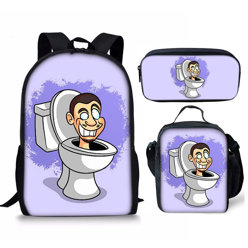Conjunto de mochila Skibidi Toilet Man de 3 piezas para la escuela