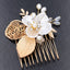 Golden leaf hair comb bridal headdress insert comb jewelry - Korvel