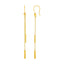 Textured Bar Long Drop Earrings in 14k Yellow Gold