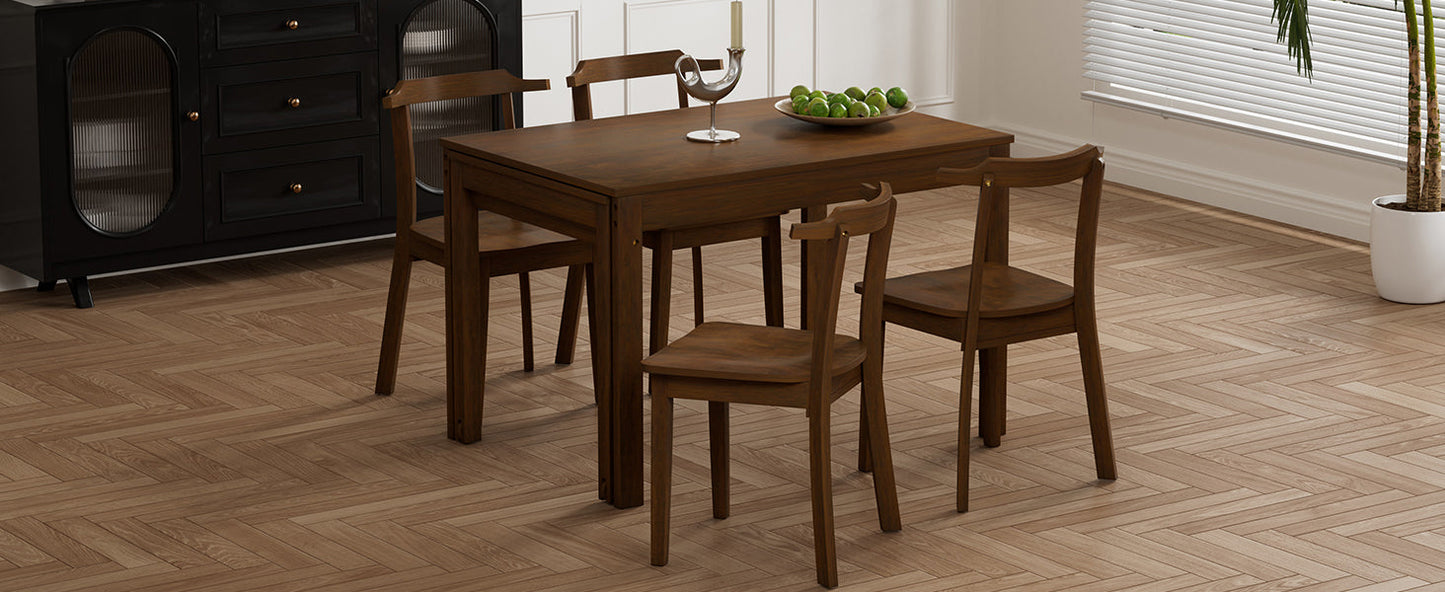 TOPMAX 65 "5-piece set with wheels and expandable dining table set 17.7" pull-out side table and small dining chair Brown - Korvel
