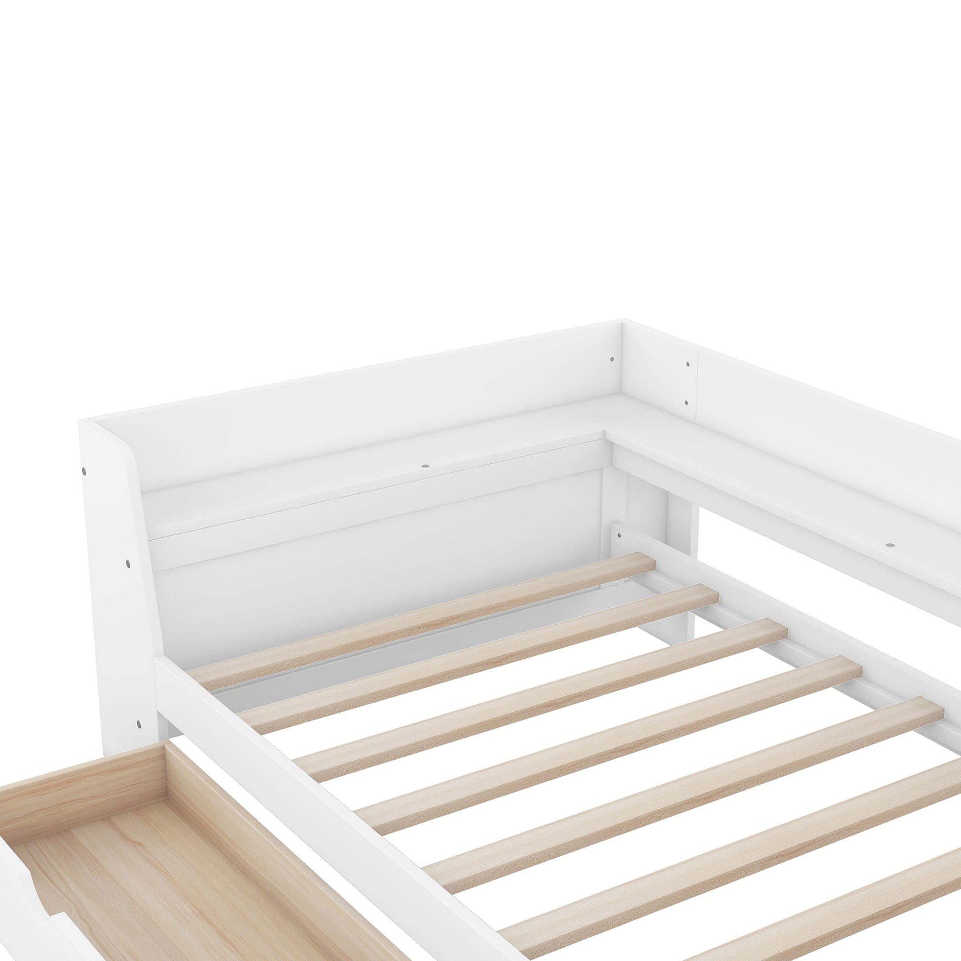 Upholstered Daybed with Trundle, Wood Slat Support,Upholstered Frame Sofa Bed Twin Blue - Korvel