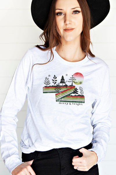 Camiseta de Manga Larga de Árboles de Navidad