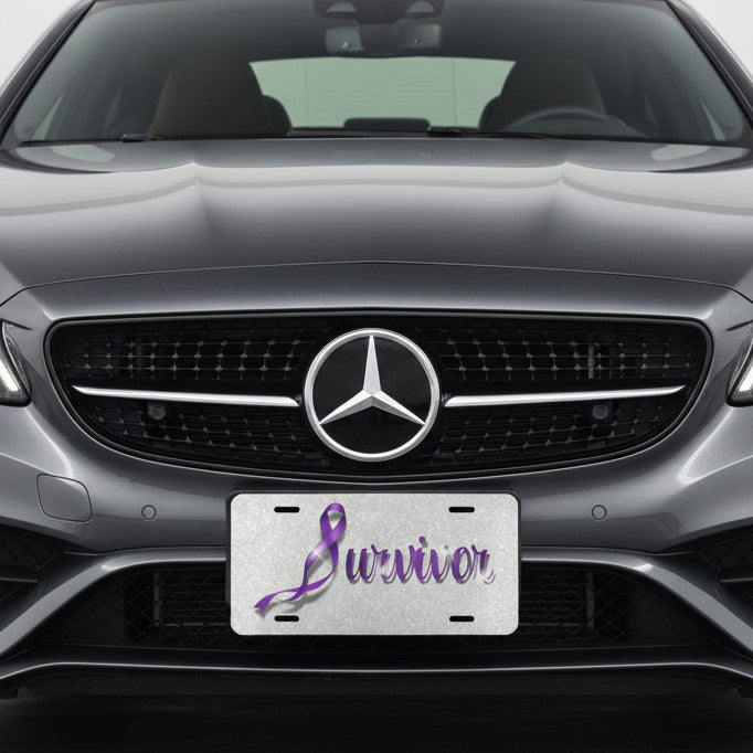 Plaque de voiture de sensibilisation à l'épilepsie Survivor - Ruban violet