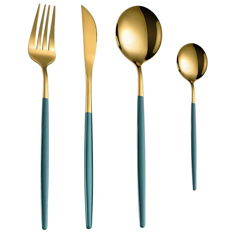 Premium Stainless Steel Cutlery Set with Gold Spray Finish