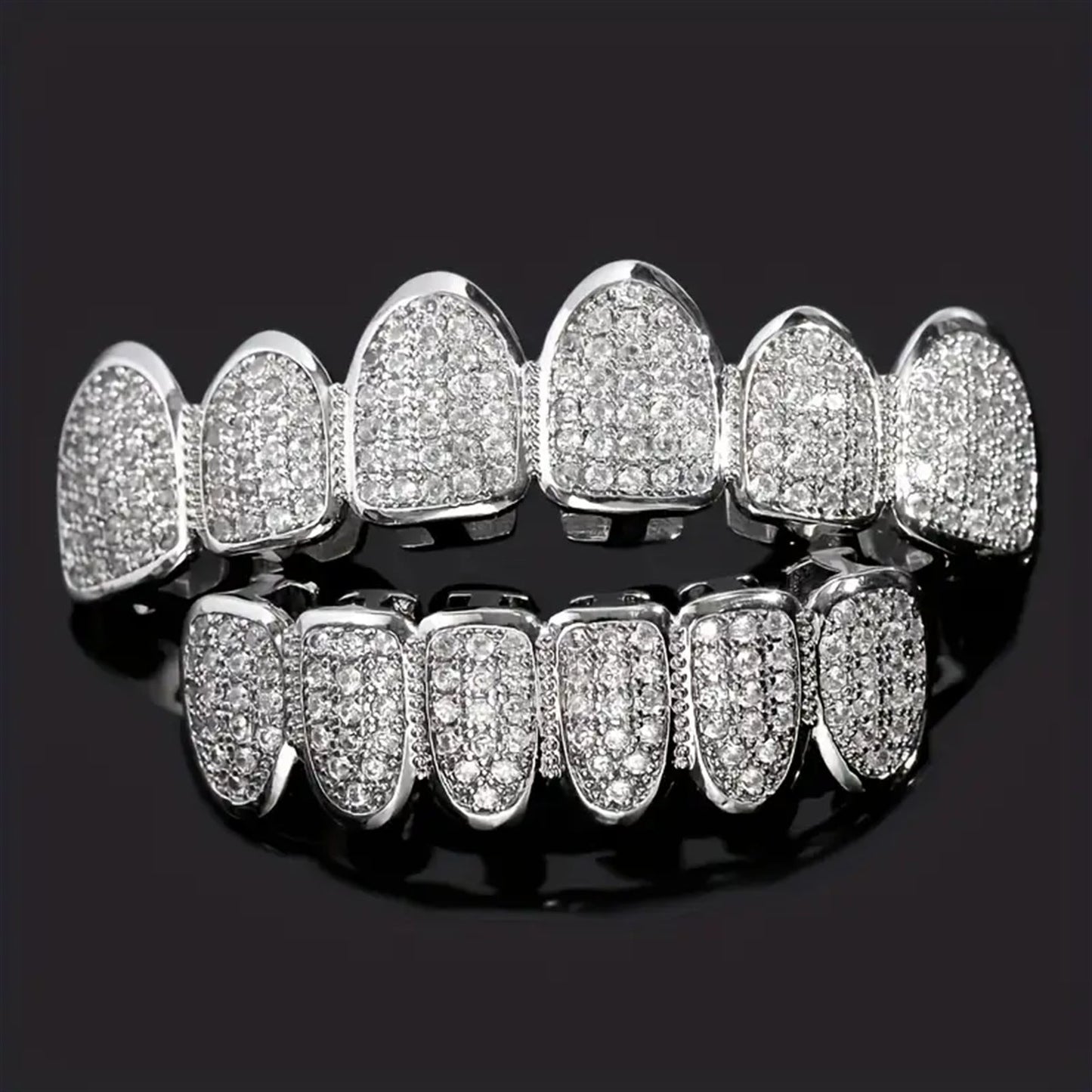 Hip hop braces with copper zircon micro inlaid with real gold Halloween teeth decoration exaggerated hiphopgrills - Korvel