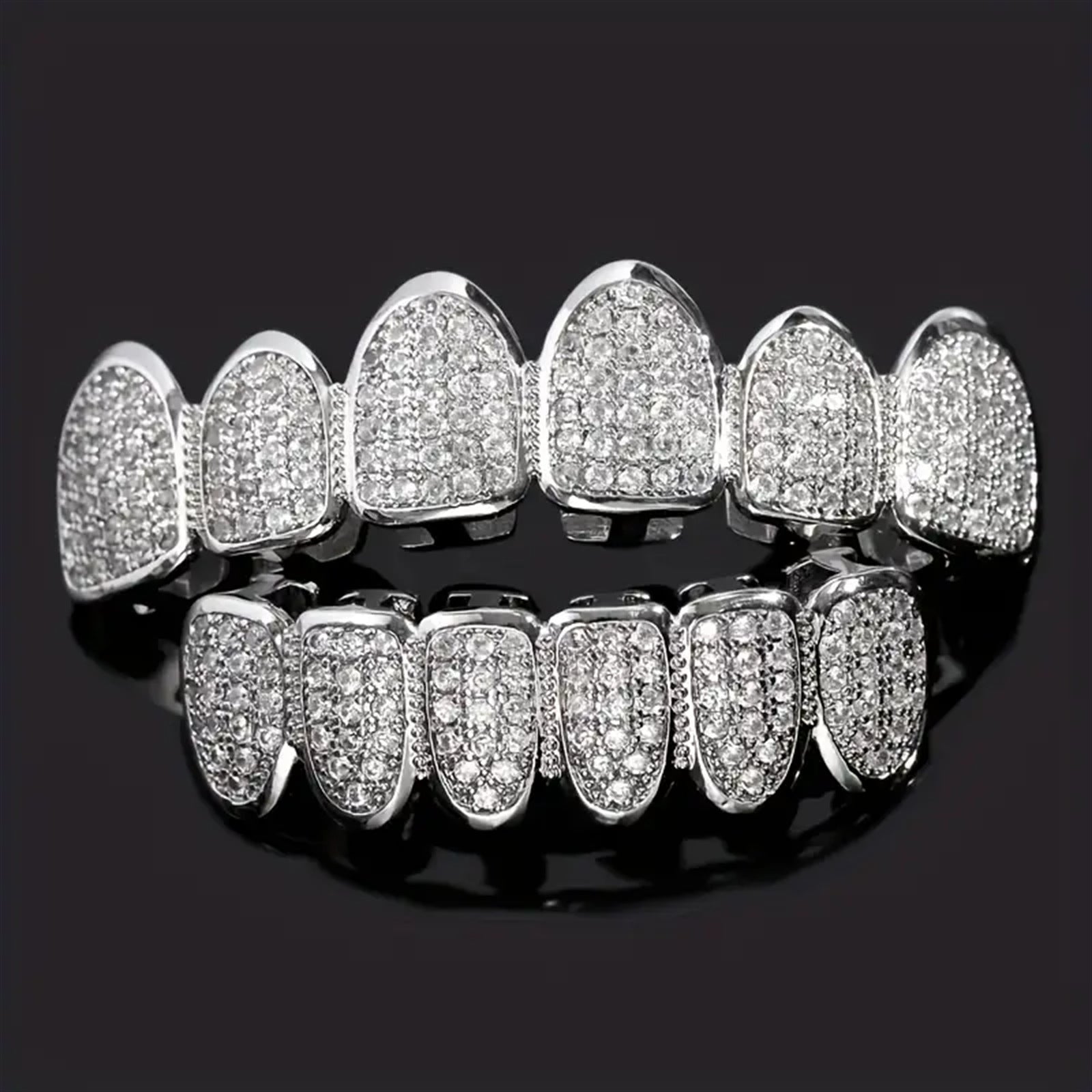 Hip hop braces with copper zircon micro inlaid with real gold Halloween teeth decoration exaggerated hiphopgrills - Korvel