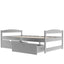 Twin size platform bed, with two drawers, gray - Korvel