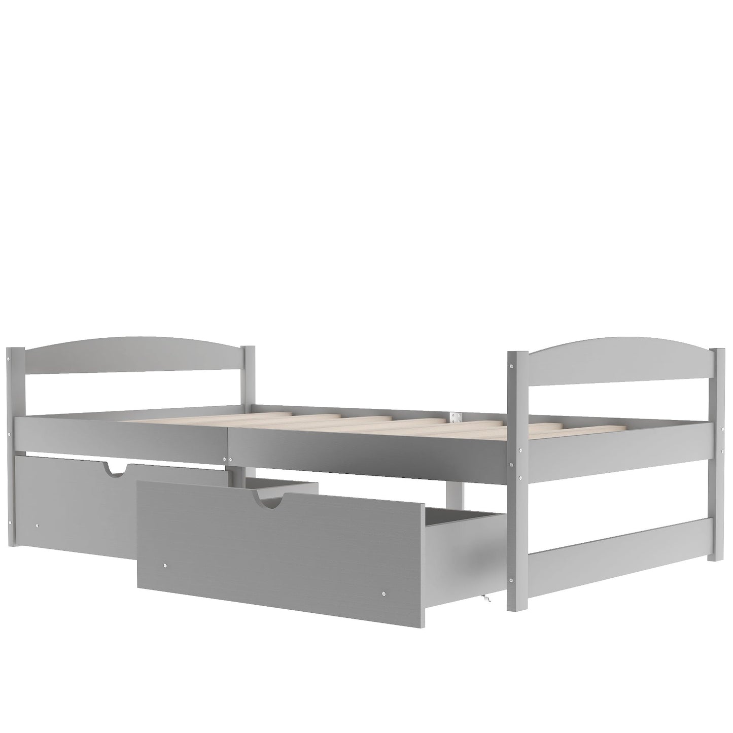 Twin size platform bed, with two drawers, gray - Korvel