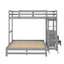 Twin over Full Bunk Bed with Built-in Desk and Three Drawers Grey - Korvel