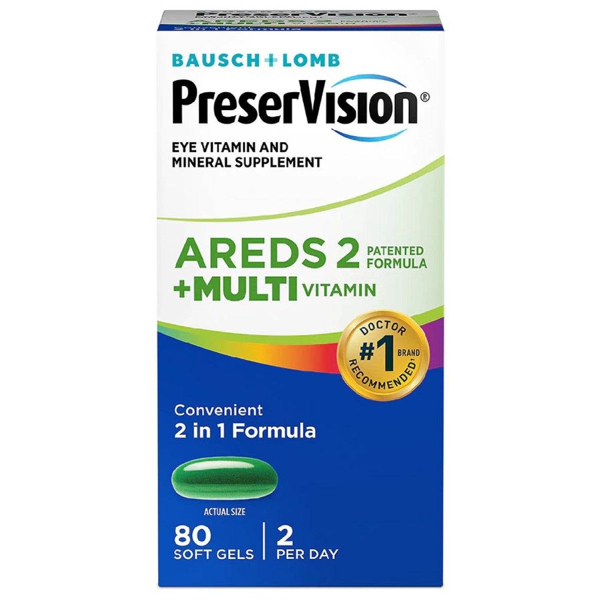 Gélules molles PreserVision AREDS 2 Formule + Multivitamines - 80 Ct