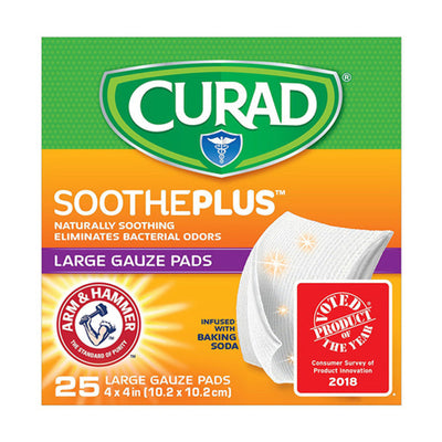 Tampons de gaze Curad Soothe Plus grands - 4x4 po, 25 unités