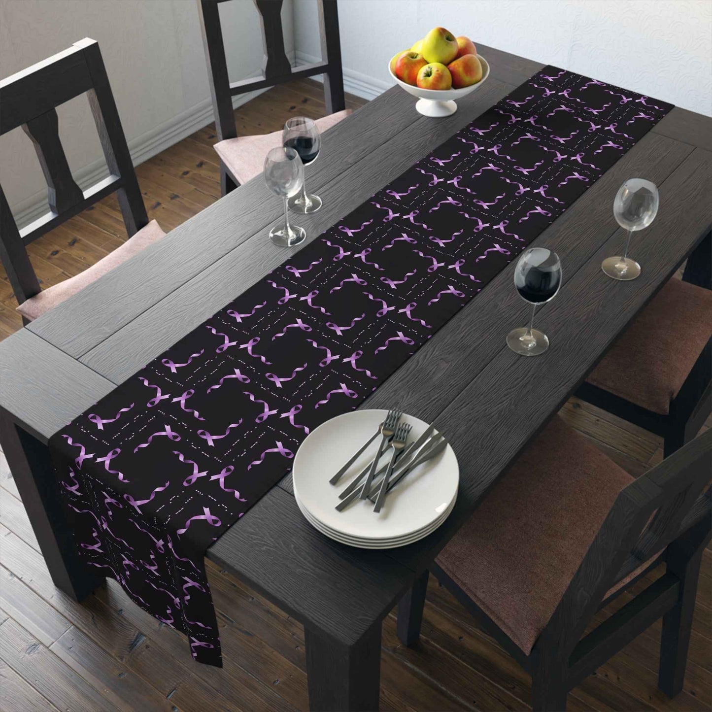 Couverture de table HOPE en code Morse pour la sensibilisation à l'épilepsie - Design de ruban viole
