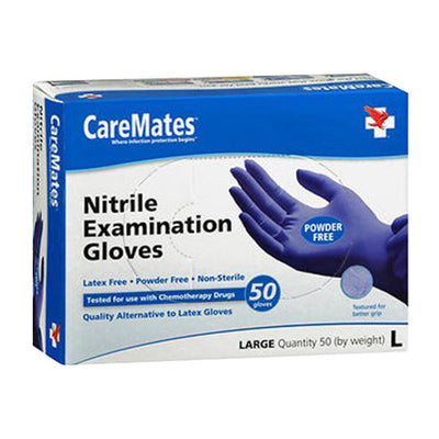 Caremates Powder Free Nitrile Examination Gloves - Large