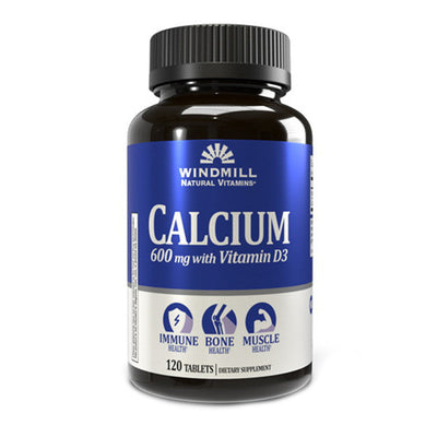 Windmill® Calcio 600 mg con Vitamina D3 – Soporte Óseo (120 Tabletas)