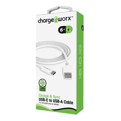 Chargeworx 6ft USB-C Charging Cable - White