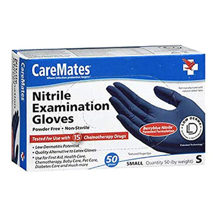 Gants d'examen en nitrile sans poudre CareMates - Petit