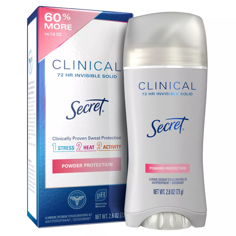 Desodorante Antitranspirante Invisible Sólido de Fuerza Clínica Secret - 2.6oz