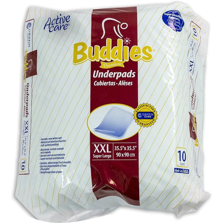 Griffin Buddies™ Premium XX-Large Underpads – 36 x 36 Pulgadas (10 Contenido)